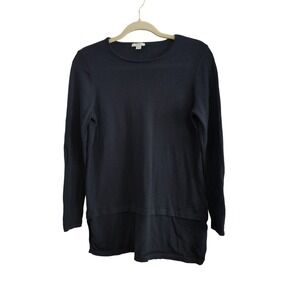 J‎ Jill Merino Wool Sweater Womens Medium Petite Navy Blue Lightweight Tunic